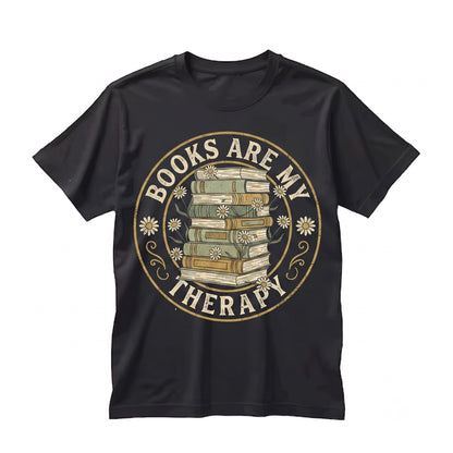 Books Are My Therapy Floral Bookish Retro Lover Gift Coffee Club Apparel Unisex TShirt