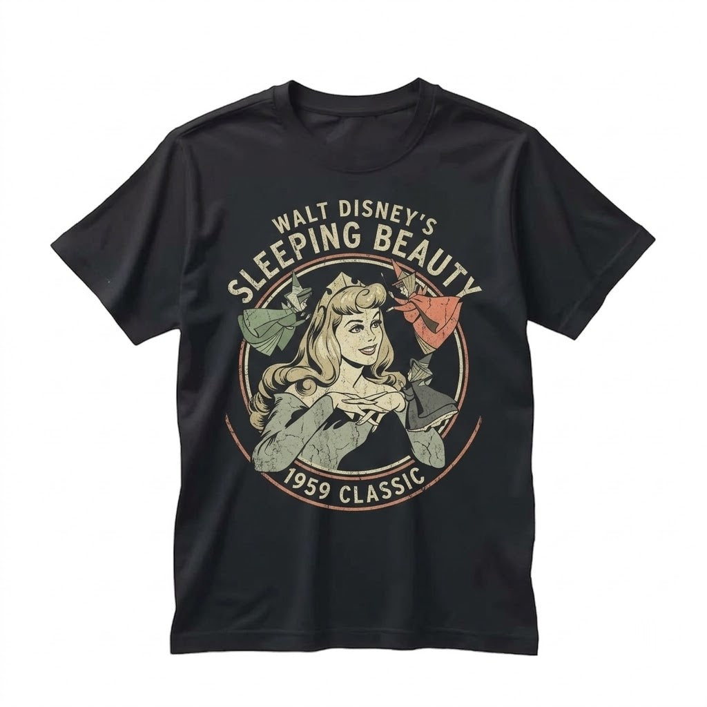 Vintage Aurora Fairy Tale Princess Graphic Cotton Apparel Unisex TShirt