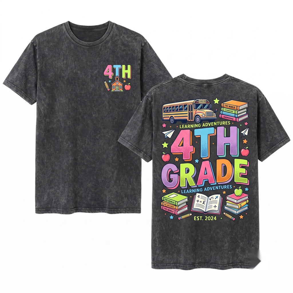 Back To School Pastel First Day Teacher Grades Students Unisex Wash T-Shirt