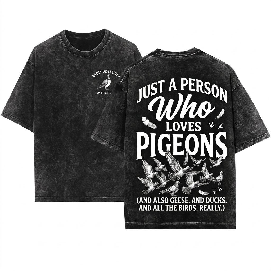 Toddler Pigeon Lover Funny Gift Easily Distracted Children Graphic Unisex Wash T-Shirt