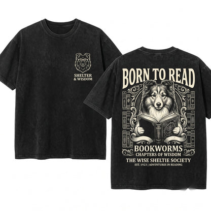 Reading Shetland Sheepdog Bookish Bookworm Sheltie Mom Dog Dad Unisex Wash T-Shirt