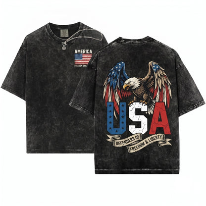 Retro Vintage Patriotic USA Graphic American Flag America Unisex Wash T-Shirt