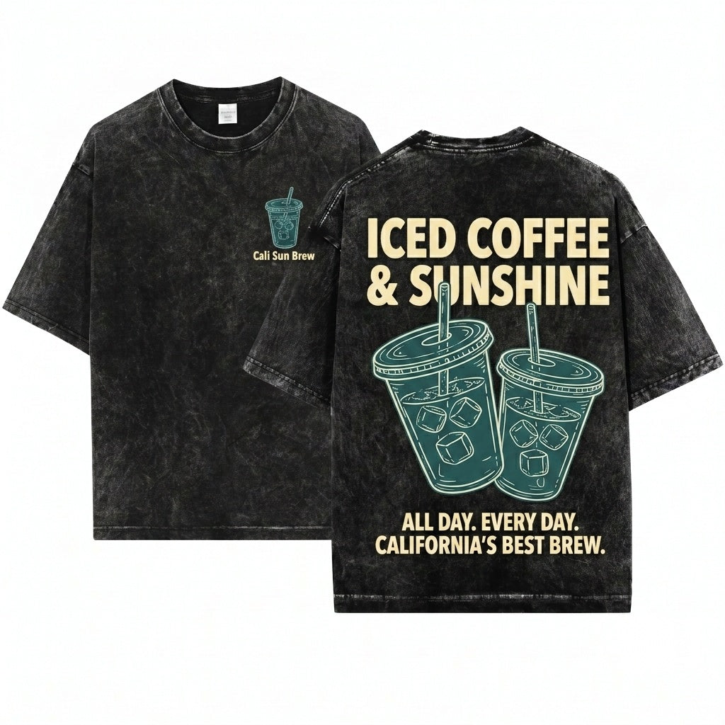 Iced Coffee Sunshine Summer Beach Vacation Gift Unisex Wash T-Shirt