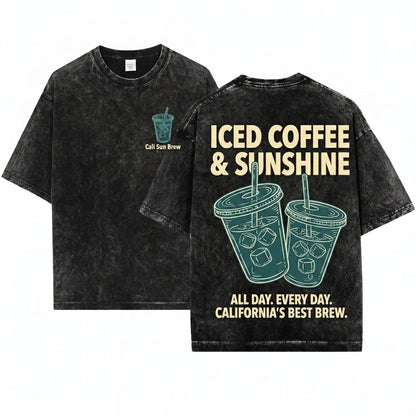 Iced Coffee Sunshine Summer Beach Vacation Gift Unisex Wash T-Shirt