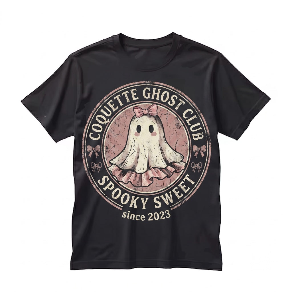 Pink Coquette Ghost Bows Ribbons Cute Girly Spooky Halloween Unisex TShirt