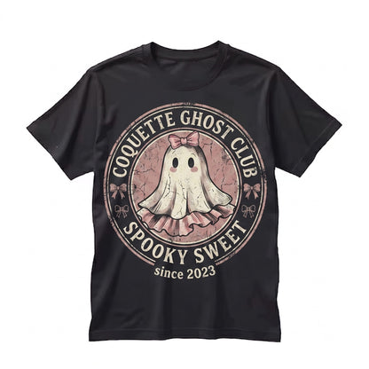 Pink Coquette Ghost Bows Ribbons Cute Girly Spooky Halloween Unisex TShirt