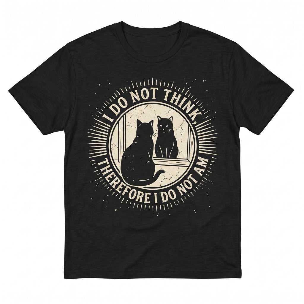 I Do Not Think Therefore Am Black Cat Philosophy Humor Graphic Apparel Unisex TShirt
