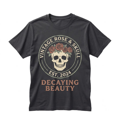 Vintage Retro Skeleton Roses Graphic Halloween Spooky Witch Fall Unisex TShirt