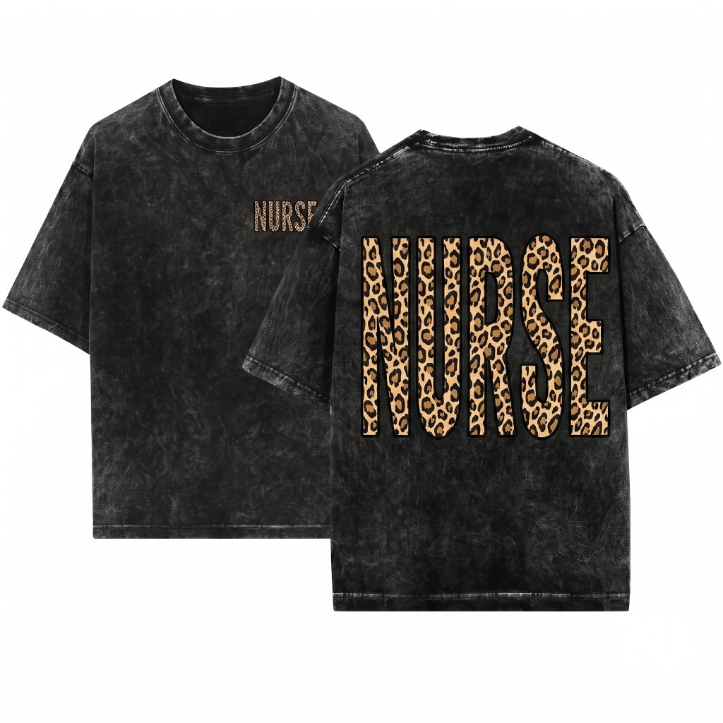Cute Leopard RN Registered Nurse Life School Unisex Wash T-Shirt