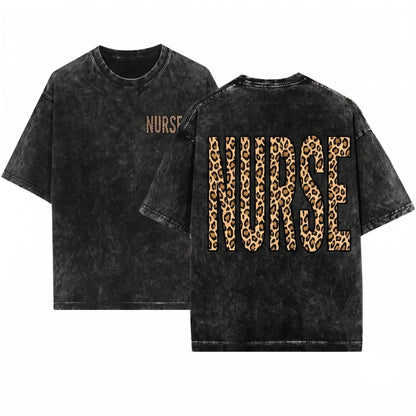 Cute Leopard RN Registered Nurse Life School Unisex Wash T-Shirt