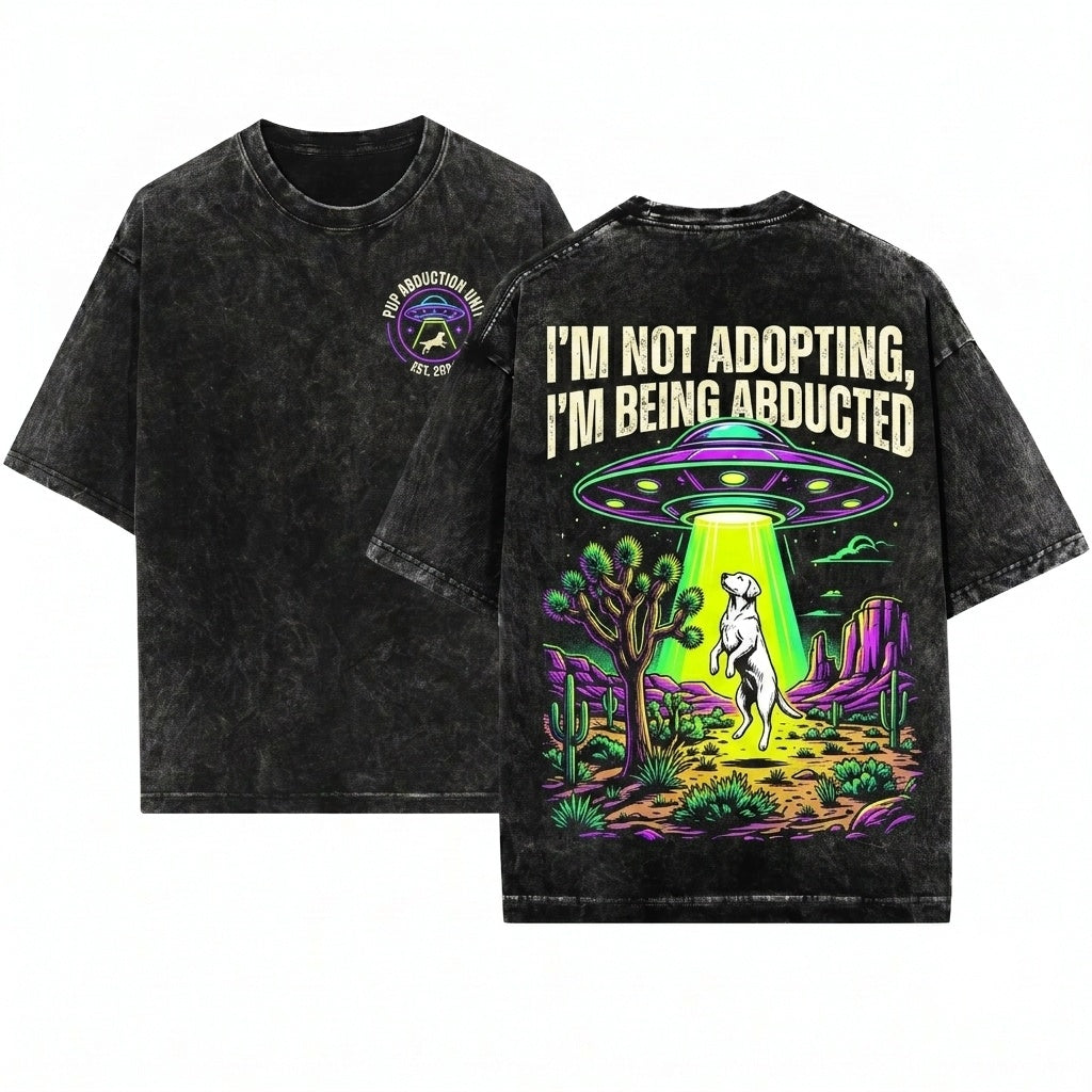 Vintage UFO Alien Abduction Sci Fi Desert Funny Puppy Pet Gift Unisex Wash T-Shirt