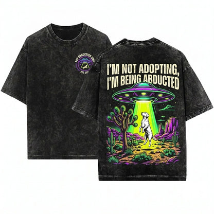 Vintage UFO Alien Abduction Sci Fi Desert Funny Puppy Pet Gift Unisex Wash T-Shirt
