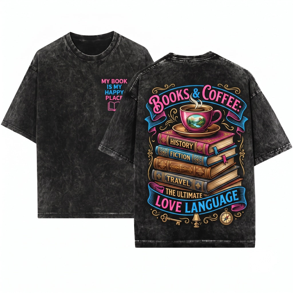 Books Are My Love Language Romance Reader Bookworm Womens Cropped Boxy Gift Unisex Wash T-Shirt