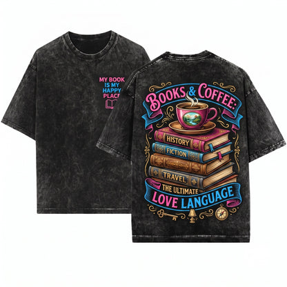 Books Are My Love Language Romance Reader Bookworm Womens Cropped Boxy Gift Unisex Wash T-Shirt