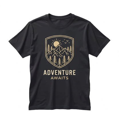 Adventure Awaits Mountains Nature Lover Hiking Camper Family Trip Vacation Graphic Unisex TShirt