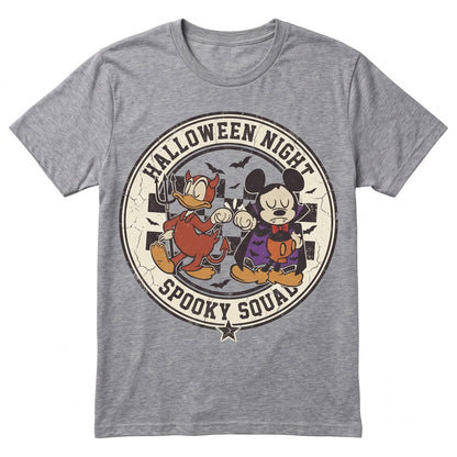 Spooky Retro Cartoon Friends Halloween Checkered Vampire Devil Theme Park Trip Graphic Unisex TShirt