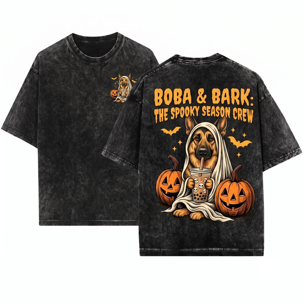 Customized Dog Breeds Halloween Funny Pumpkin Coffee Trick or Treat Cute Costume Unisex Wash T-Shirt