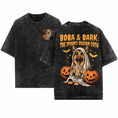 Customized Dog Breeds Halloween Funny Pumpkin Coffee Trick or Treat Cute Costume Unisex Wash T-Shirt