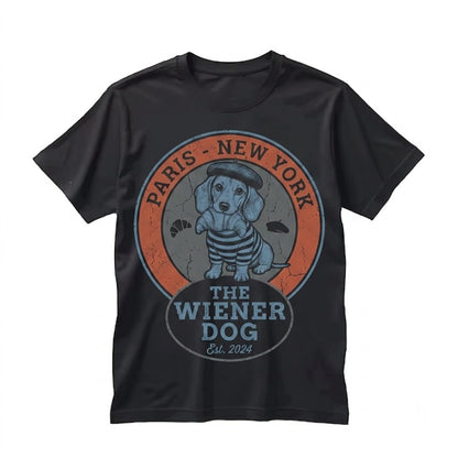 Funny Dachshund Oui Croissant French Bakery Wiener Dog Doxie Travel Foodie Paris Unisex TShirt