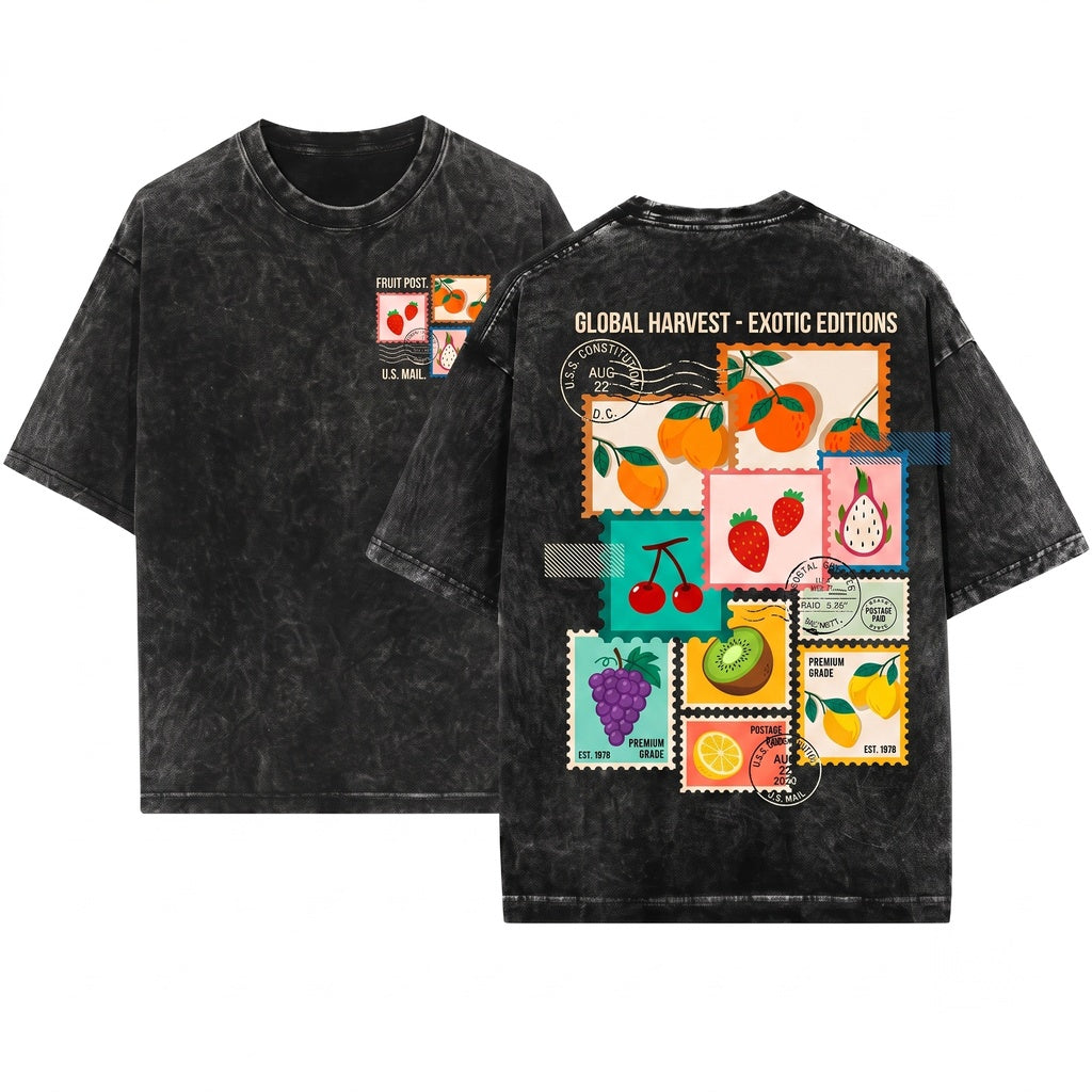 Retro Fruit Graphic Boho Summer Unisex Wash T-Shirt
