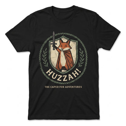 Huzzah Fox Embroidered Medieval Renaissance Faire Tabletop Roleplaying Nerd Gift Unisex TShirt