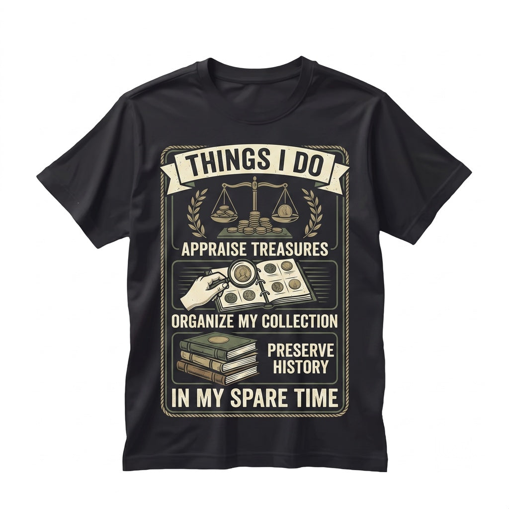Coin Collector Numismatist Gift Things I Do In My Spare Time Retro Vintage Graphic Unisex TShirt