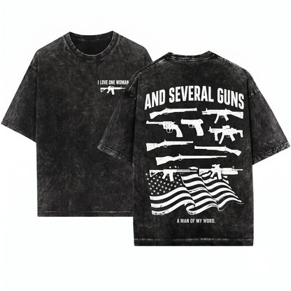 One Woman Several Guns Pro 2A Second Amendment Firearm Lover Owner Husband Shotgun Top Unisex Wash T-Shirt