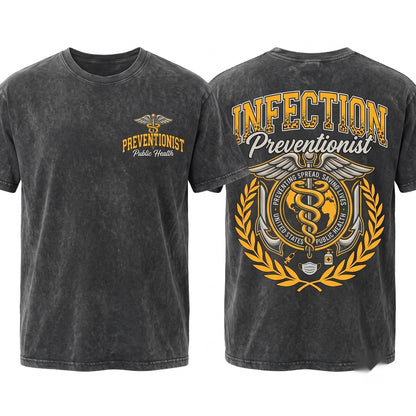 Infection Preventionist Leopard Print Collegiate Top, IP Nurse Graphic Apparel, Control Healthcare Worker Gift, Unisex Wash