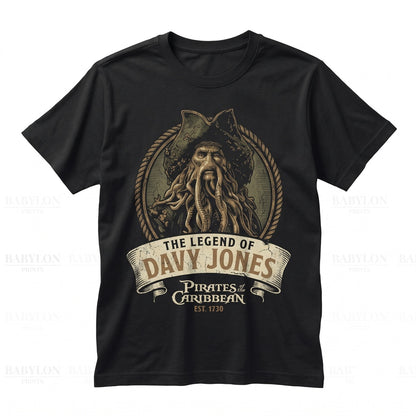Vintage Davy Jones Sea Monster Jack Sparrow Pirate Graphic Theme Park Unisex TShirt