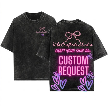 Custom Request Design Handpainted Digital Commercial Fee PNG Graphic Unisex Wash T-Shirt