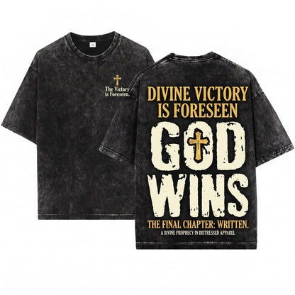 Ive Read The Final Chapter God Wins Funny Christian Religious Faith Cross Unisex Wash T-Shirt