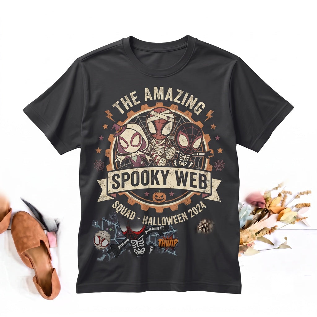 Spidey And His Amazing Friends Halloween Spiderweb Family Vacation Kids Birthday Boy Miles Morales Graphic Unisex TShirt