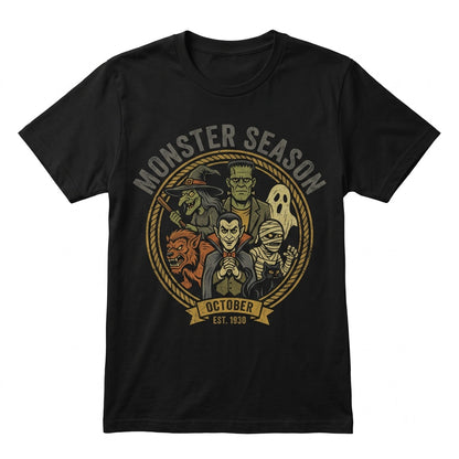 Classic Halloween Horror Monster Frankenstein Dracula Mummy Spooky Witch Werewolf Ghost Graphic Unisex TShirt