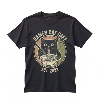 Kawaii Japanese Ramen Cat Sweatshirt Cute Anime Noodle Bowl Foodie Graphic Apparel Unisex TShirt
