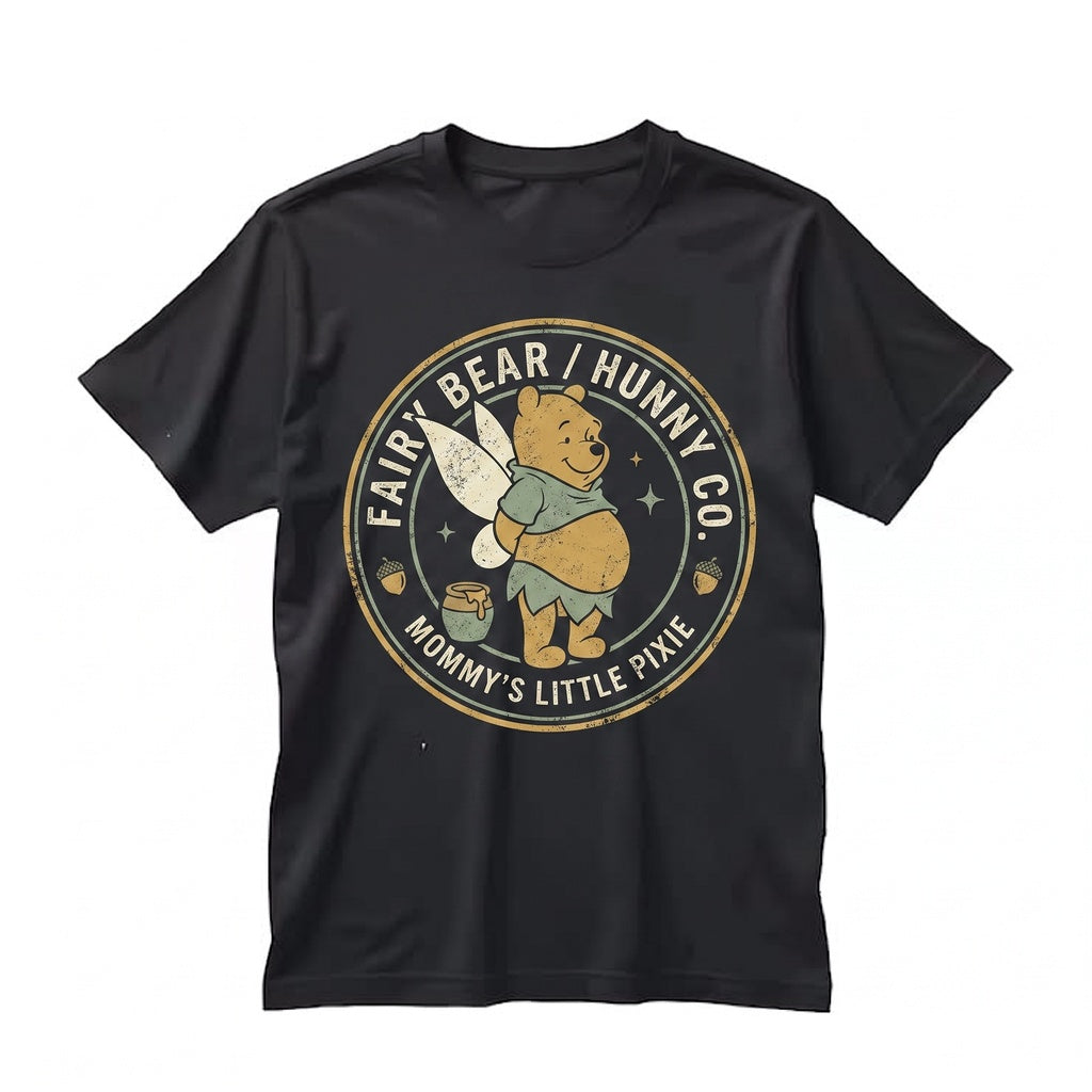 Retro Funny Pooh Fairycore Cute Honey Bear Whimsical Pixie Graphic Cartoon Apparel Gift For Her Unisex TShirt