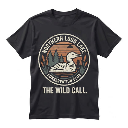 Vintage Loon Lake Wildlife Nature Bird Graphic Rustic Outdoor Gift Unisex TShirt
