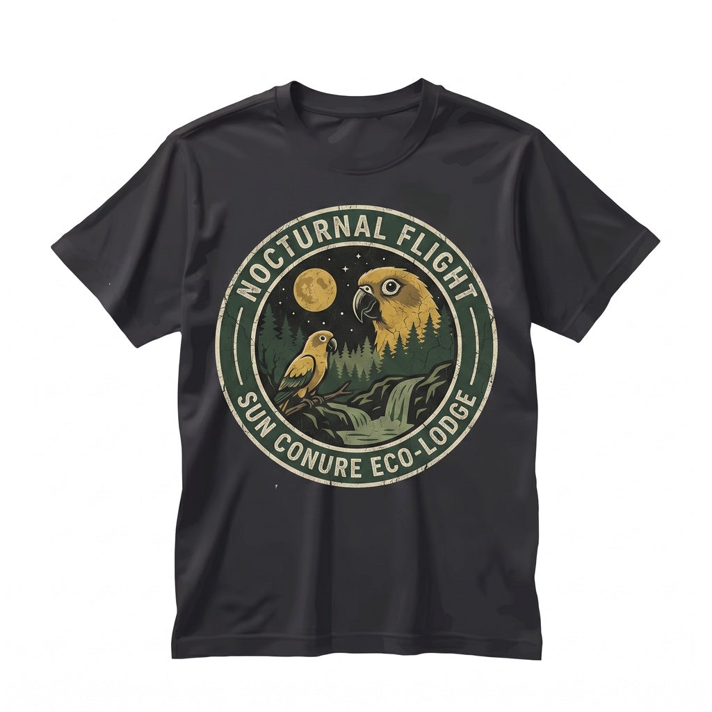 Vintage Sun Conure Howling at the Full Moon Funny Parrot Lover Gift Unisex TShirt
