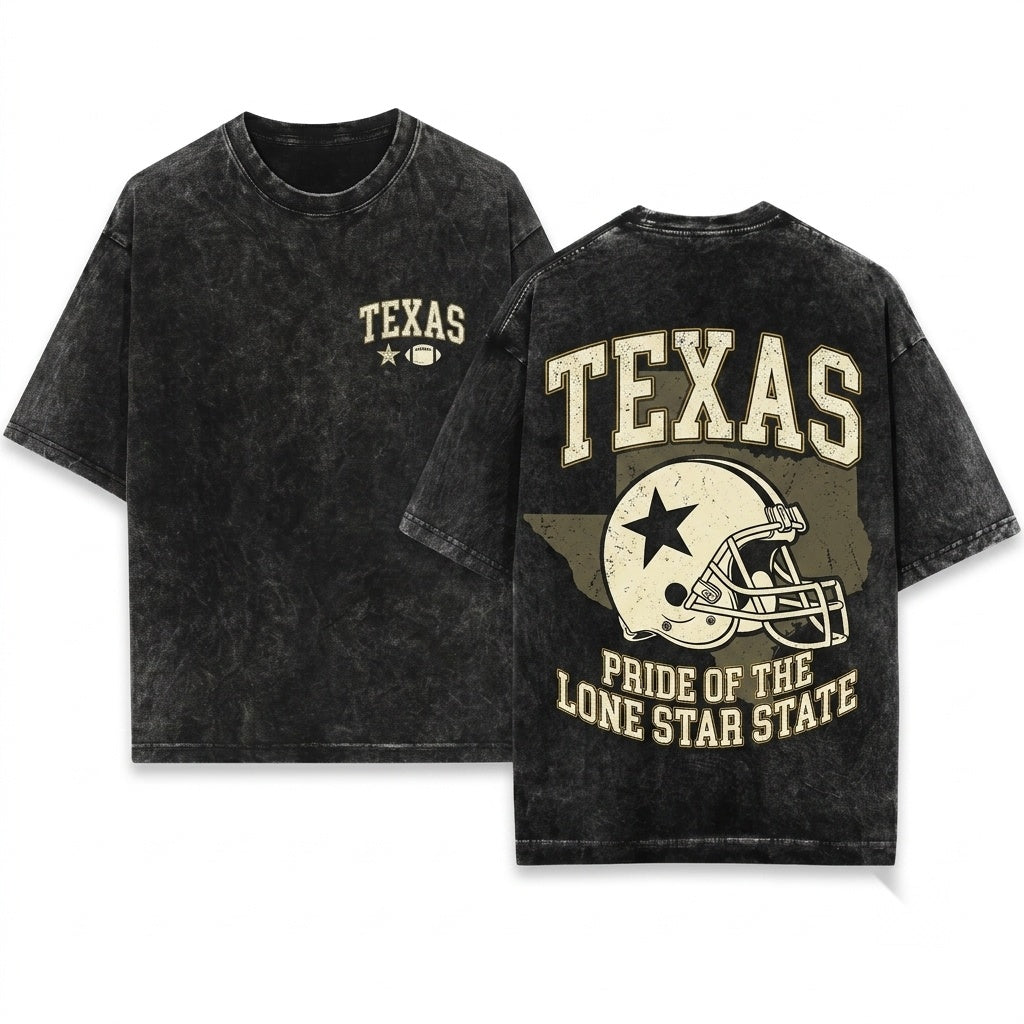 Texas Game Day Tailgate Football Fan Apparel Cotton Blend Unisex Wash T-Shirt