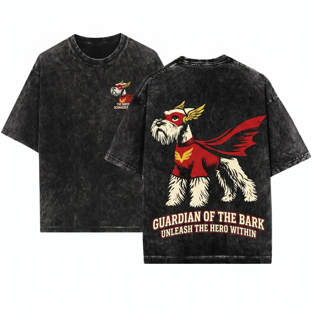 Miniature Schnauzer Vintage Superhero Dog Comic Book Mom Dad Gift Nerdy Geek Hero Top Unisex Wash T-Shirt