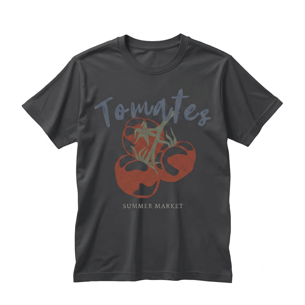 French Summer Market Tomato Graphic Vintage Cotton Top Unisex TShirt
