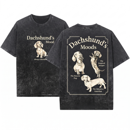 Dachshund Custom Dog Portrait Funny Doxie Collage Graphic Tee - Personalized Wiener Mom Dad Gift - Unisex Heavyweight Garment-Dyed T-Shirt