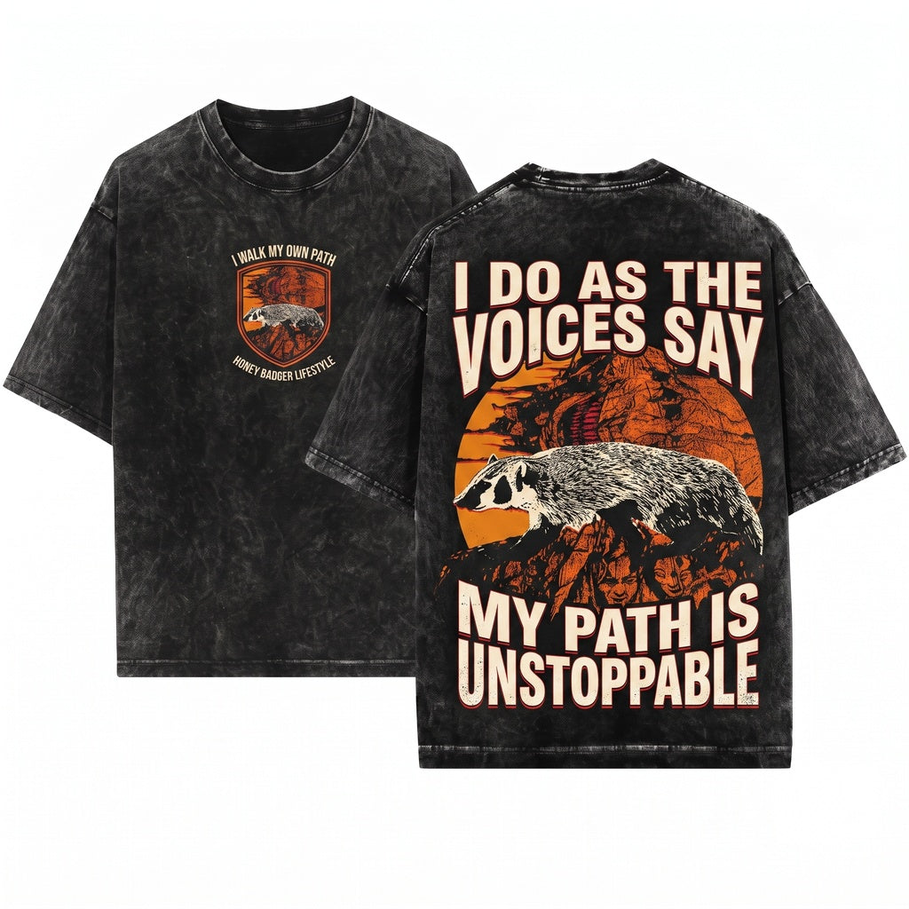 I Walk My Own Path Badger Vintage Japanese Unisex Wash T-Shirt