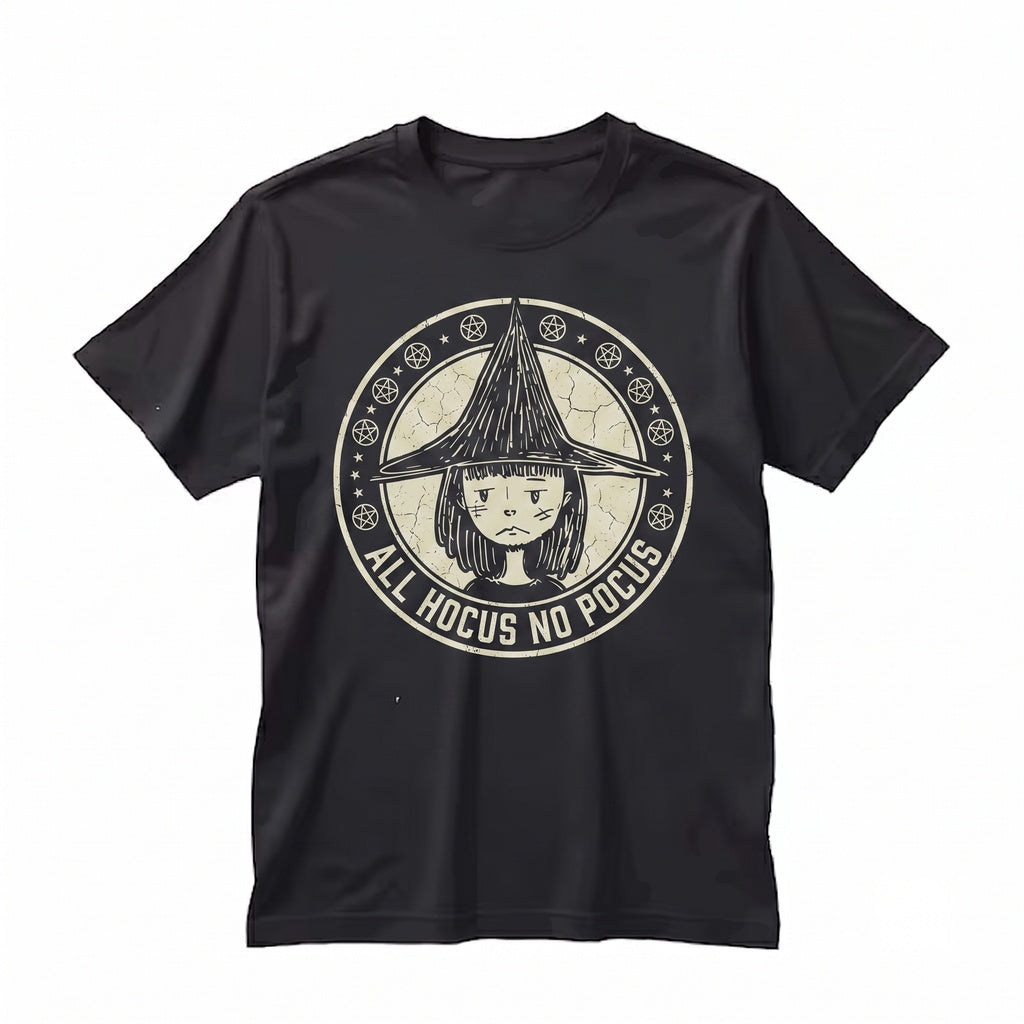 All Hocus No Pocus Witch Aesthetic Funny Meme Halloween Spooky Costume Skeleton Graphic Unisex TShirt
