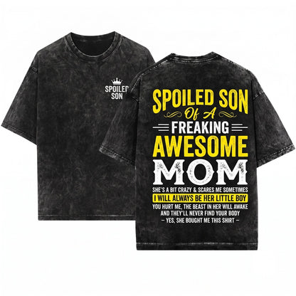 Mens Funny Im A Spoiled Son Novelty Birthday Present Unisex Wash T-Shirt