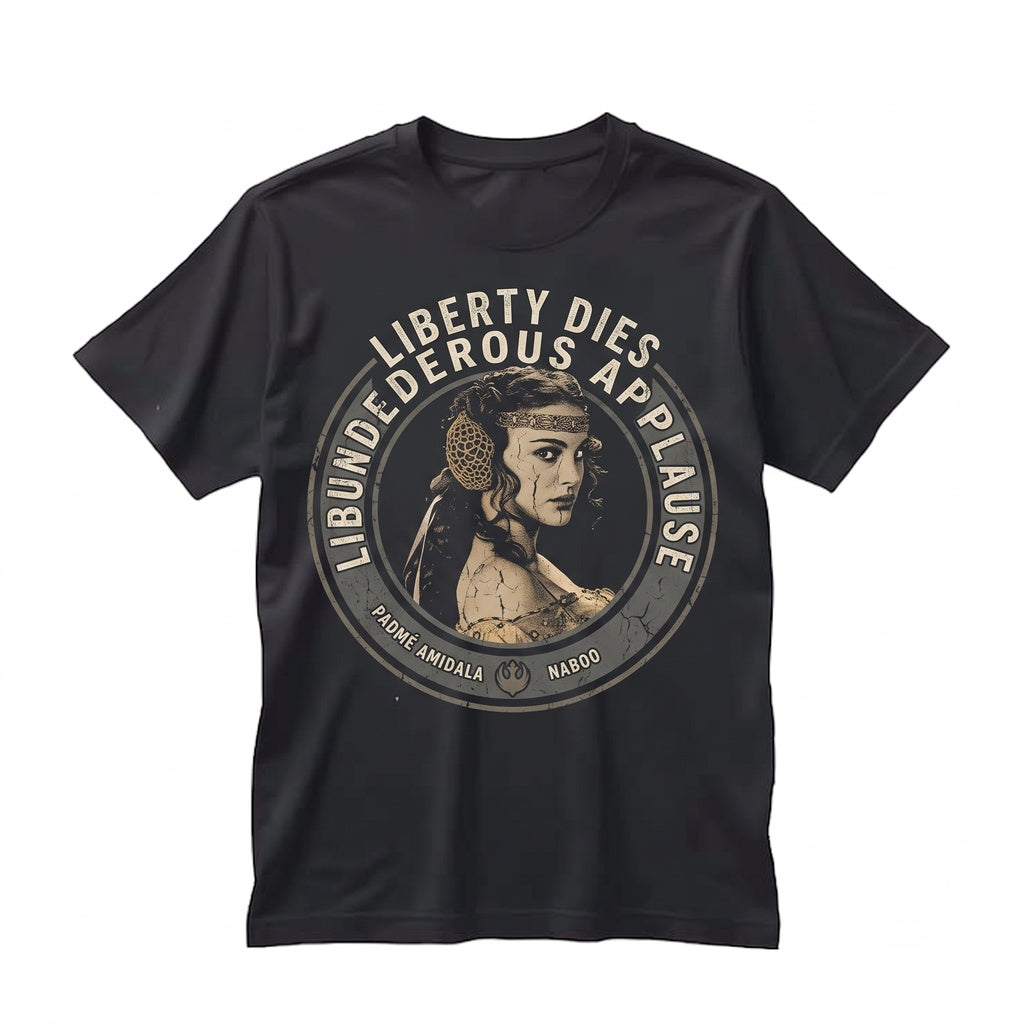 Vintage Padme Amidala Graphic Tee, Naboo Queen Retro Front Back Print Sci Fi Theme Park Vacation Gift Top, Unisex TShirt