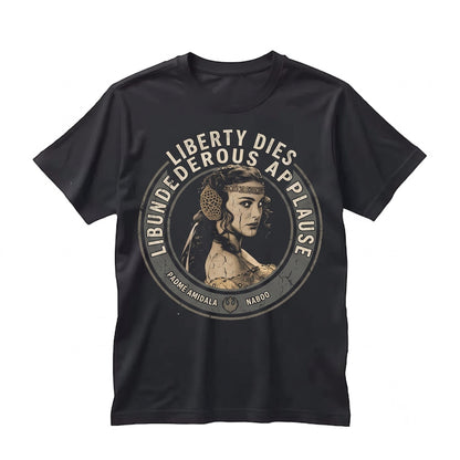Vintage Padme Amidala Graphic Tee, Naboo Queen Retro Front Back Print Sci Fi Theme Park Vacation Gift Top, Unisex TShirt