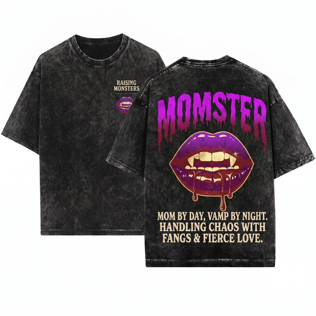 Funny Spooky Halloween Momster Mom Unisex Wash T-Shirt