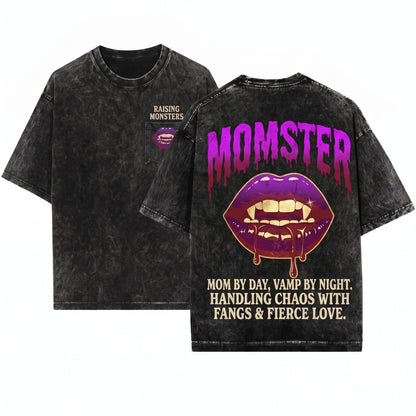 Funny Spooky Halloween Momster Mom Unisex Wash T-Shirt