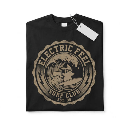 Surfing Electric Mouse Vintage Wash Retro Anime Graphic Cute Boys Girls Unisex TShirt