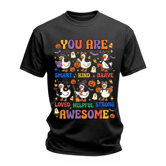 You Are Smart Kind Unique Duck Cute Halloween Affirmation Spooky Teacher Gift Positive Goose Unisex TShirt